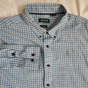 Orvis Men Size XL‎ Active Fit Fishing Embroidered Oxford Long Sleeve Button Up
